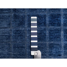 Load image into Gallery viewer, 8&#39;2&quot;x10&#39; Navy Blue, Modern Grid Pattern, Hand Loomed, Thick and Plush, Natural Wool, Oriental Rug FWR544236