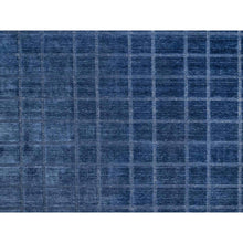 Load image into Gallery viewer, 8&#39;2&quot;x10&#39; Navy Blue, Modern Grid Pattern, Hand Loomed, Thick and Plush, Natural Wool, Oriental Rug FWR544236