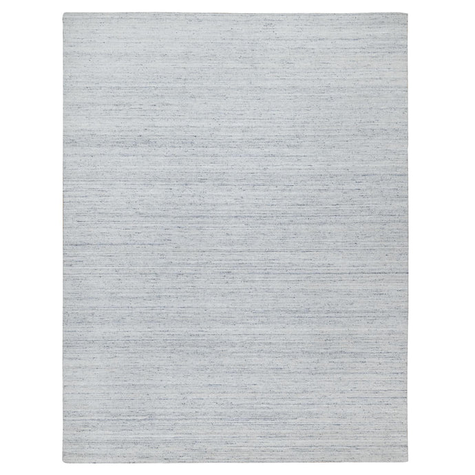 9'x12' Misty Gray, Modern Striae Design, Tone on Tone, Soft Pile, Natural Wool, Hand Loomed, Oriental Rug FWR544272