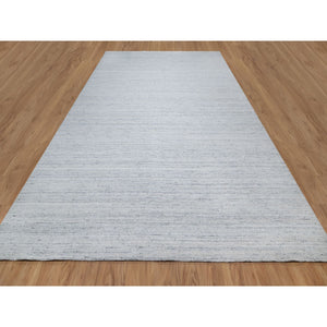 10'x13'10" Misty Gray, Modern Striae Design, Tone on Tone, Soft Pile, Natural Wool, Hand Loomed, Oriental Rug FWR544380