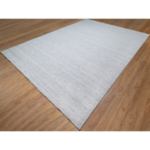 10'x13'10" Misty Gray, Modern Striae Design, Tone on Tone, Soft Pile, Natural Wool, Hand Loomed, Oriental Rug FWR544380