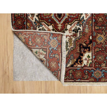 Load image into Gallery viewer, 2&#39;x3&#39;1&quot; Crimson Red, Antiqued Fine Heriz Re-Creation with Medallion Design, Denser Weave, Hand Spun New Zealand Wool, Hand Knotted, Mat, Oriental Rug FWR544470