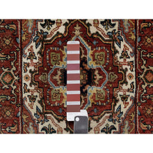 Load image into Gallery viewer, 2&#39;x3&#39;1&quot; Crimson Red, Antiqued Fine Heriz Re-Creation with Medallion Design, Denser Weave, Hand Spun New Zealand Wool, Hand Knotted, Mat, Oriental Rug FWR544470