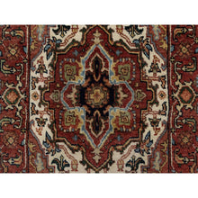 Load image into Gallery viewer, 2&#39;x3&#39;1&quot; Crimson Red, Antiqued Fine Heriz Re-Creation with Medallion Design, Denser Weave, Hand Spun New Zealand Wool, Hand Knotted, Mat, Oriental Rug FWR544470