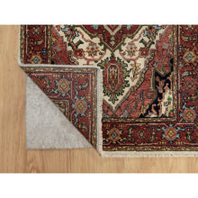 Load image into Gallery viewer, 2&#39;5&quot;x25&#39;6&quot; Parchment White with Cherry Red, Hand Spun New Zealand Wool, Antiqued Fine Heriz Re-Creation, Natural Dyes, Hand Knotted, Plush and Lush, Denser Weave, XL Runner, Oriental Rug FWR544500