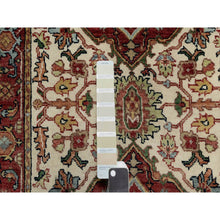 Load image into Gallery viewer, 2&#39;5&quot;x25&#39;6&quot; Parchment White with Cherry Red, Hand Spun New Zealand Wool, Antiqued Fine Heriz Re-Creation, Natural Dyes, Hand Knotted, Plush and Lush, Denser Weave, XL Runner, Oriental Rug FWR544500