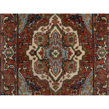 Load image into Gallery viewer, 2&#39;x3&#39;2&quot; Carmine Red, Antiqued Fine Heriz Re-Creation, Hand Spun New Zealand Wool, Hand Knotted, Denser Weave, Natural Dyes, Mat, Oriental Rug FWR544530