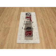 Load image into Gallery viewer, 2&#39;4&quot;x4&#39;8&quot; Parchment White, Hand Knotted, Lori Buft Gabbeh with Avant Garde Design, Thick and Plush, Pure Wool, Soft Pile, Short Runner, Oriental Rug FWR544608