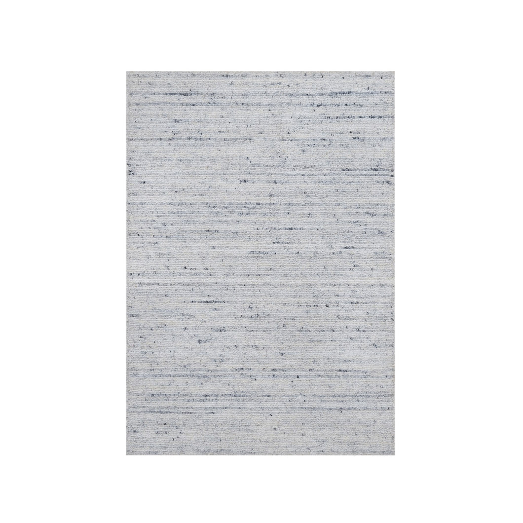 2'x3' Frost Gray, Hand Loomed, Modern Striae Design, Tone on Tone, Plush Pile, Natural Wool, Mat, Oriental Rug FWR544716