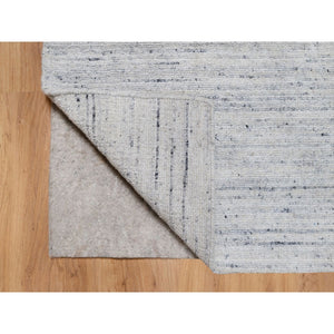 2'x3' Frost Gray, Hand Loomed, Modern Striae Design, Tone on Tone, Plush Pile, Natural Wool, Mat, Oriental Rug FWR544716