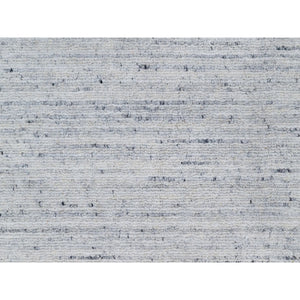 2'x3' Frost Gray, Hand Loomed, Modern Striae Design, Tone on Tone, Plush Pile, Natural Wool, Mat, Oriental Rug FWR544716