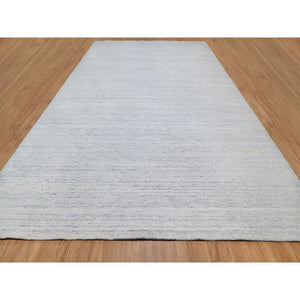 12'x14'10" Misty Gray, Modern Striae Design, Tone on Tone, Lush and Plush, Pure Wool, Hand Loomed, Oversized, Oriental Rug FWR544728