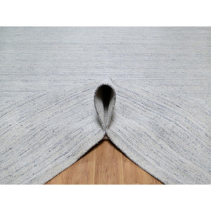 12'x14'10" Misty Gray, Modern Striae Design, Tone on Tone, Lush and Plush, Pure Wool, Hand Loomed, Oversized, Oriental Rug FWR544728