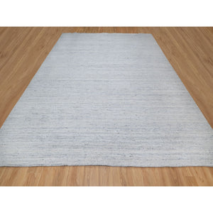 11'10"x11'10" Misty Gray, Modern Striae Design, Tone on Tone, Soft Pile, Natural Wool, Hand Loomed, Square Oriental Rug FWR544734