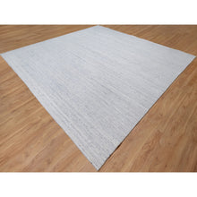 Load image into Gallery viewer, 11&#39;10&quot;x11&#39;10&quot; Misty Gray, Modern Striae Design, Tone on Tone, Soft Pile, Natural Wool, Hand Loomed, Square Oriental Rug FWR544734