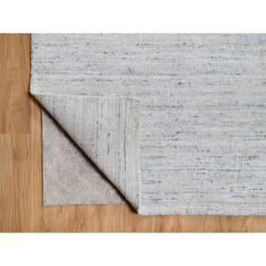 11'10"x11'10" Misty Gray, Modern Striae Design, Tone on Tone, Soft Pile, Natural Wool, Hand Loomed, Square Oriental Rug FWR544734