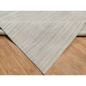 12'x14'8" Beige, Natural Wool, Variegated Textured Modern Design, Hand Loomed, Thick and Plush, Oversized, Oriental Rug FWR544740