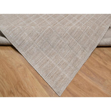 Load image into Gallery viewer, 8&#39;1&quot;x9&#39;9&quot; Tan Color, Modern Grid Pattern, Hand Loomed, Natural Wool, Thick and Plush, Oriental Rug FWR544764