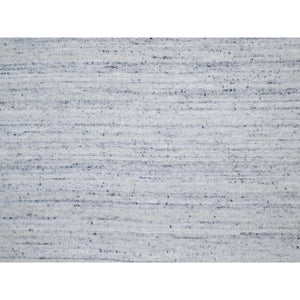 10'x13'10' Frost Gray, Thick and Plush, Modern Striae Design, Tone on Tone, Soft Pile, Pure Wool, Hand Loomed, Oriental Rug FWR544788