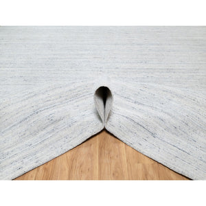 12'1"x17'9" Ice Gray, Modern Striae Design, Tone on Tone, Lush and Plush, Soft Wool, Hand Loomed, Oversized, Oriental Rug FWR544800