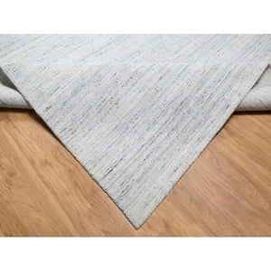 12'1"x17'9" Ice Gray, Modern Striae Design, Tone on Tone, Lush and Plush, Soft Wool, Hand Loomed, Oversized, Oriental Rug FWR544800