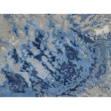 Load image into Gallery viewer, 7&#39;9&quot;x7&#39;9&quot; Indigo Blue with Goose Gray, Abstract Galaxy Design with Hi and low Pile, Hand Knotted, Wool and Silk, Round Oriental Rug FWR544806