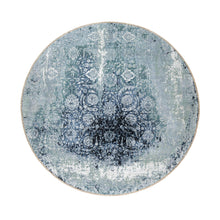 Load image into Gallery viewer, 12&#39;x12&#39; Gray with a Mix of Blue, Broken and Erased Persian Tabriz Design, Wool and Silk, Hand Knotted, Round, Oriental Rug FWR544848