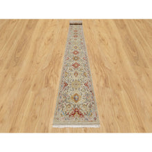 Load image into Gallery viewer, 2&#39;6&quot;x24&#39; Biscoti Beige, The Sunset Rosettes, Soft Colors, Wool and Pure Silk, Hand Knotted, XL Runner, Oriental Rug FWR544854