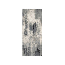 Load image into Gallery viewer, 2&#39;7&quot;x6&#39;4&quot; Sable Black with Parchment White, Abstract Design, Wool and Silk, Hand Knotted, Soft to Touch, Runner Oriental Rug FWR544866