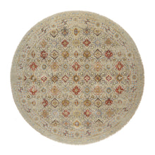 Load image into Gallery viewer, 11&#39;10&quot;x11&#39;10&quot; Biscoti Beige, Hand Knotted, The Sunset Rosettes, Wool and Pure Silk, Soft Colors, Round, Oriental Rug FWR544878