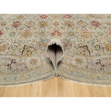 Load image into Gallery viewer, 11&#39;10&quot;x11&#39;10&quot; Biscoti Beige, Hand Knotted, The Sunset Rosettes, Wool and Pure Silk, Soft Colors, Round, Oriental Rug FWR544878