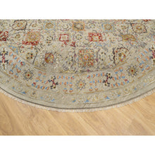 Load image into Gallery viewer, 11&#39;10&quot;x11&#39;10&quot; Biscoti Beige, Hand Knotted, The Sunset Rosettes, Wool and Pure Silk, Soft Colors, Round, Oriental Rug FWR544878