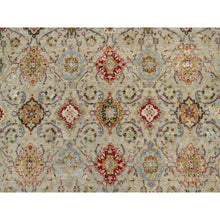 Load image into Gallery viewer, 11&#39;10&quot;x11&#39;10&quot; Biscoti Beige, Hand Knotted, The Sunset Rosettes, Wool and Pure Silk, Soft Colors, Round, Oriental Rug FWR544878