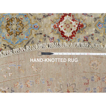 Load image into Gallery viewer, 11&#39;10&quot;x11&#39;10&quot; Biscoti Beige, Hand Knotted, The Sunset Rosettes, Wool and Pure Silk, Soft Colors, Round, Oriental Rug FWR544878