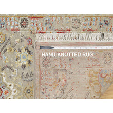 Load image into Gallery viewer, 2&#39;5&quot;x22&#39; Biscoti Beige, The Sunset Rosettes, Wool and Pure Silk, Hand Knotted, Soft Colors, XL Runner, Oriental Rug FWR544884