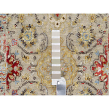 Load image into Gallery viewer, 2&#39;7&quot;x22&#39; Biscoti Beige, Soft Colors, The Sunset Rosettes, Wool and Pure Silk, Hand Knotted, XL Runner, Oriental Rug FWR544890