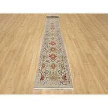 Load image into Gallery viewer, 2&#39;9&quot;x20&#39; Biscoti Beige, Hand Knotted, Soft Colors, The Sunset Rosettes, Wool and Pure Silk, XL Runner, Oriental Rug FWR544896