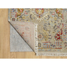 Load image into Gallery viewer, 2&#39;9&quot;x20&#39; Biscoti Beige, Hand Knotted, Soft Colors, The Sunset Rosettes, Wool and Pure Silk, XL Runner, Oriental Rug FWR544896