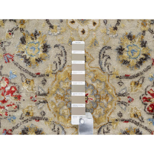 2'9"x20' Biscoti Beige, Hand Knotted, Soft Colors, The Sunset Rosettes, Wool and Pure Silk, XL Runner, Oriental Rug FWR544896