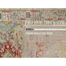 Load image into Gallery viewer, 2&#39;9&quot;x20&#39; Biscoti Beige, Hand Knotted, Soft Colors, The Sunset Rosettes, Wool and Pure Silk, XL Runner, Oriental Rug FWR544896