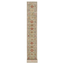 Load image into Gallery viewer, 2&#39;7&quot;x26&#39; Biscoti Beige, The Sunset Rosettes, Wool and Pure Silk, Hand Knotted, Soft Colors, XL Runner, Oriental Rug FWR544908