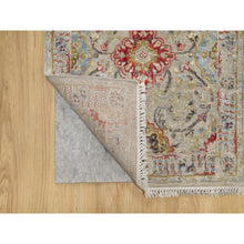 Load image into Gallery viewer, 2&#39;7&quot;x26&#39; Biscoti Beige, The Sunset Rosettes, Wool and Pure Silk, Hand Knotted, Soft Colors, XL Runner, Oriental Rug FWR544908