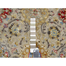 Load image into Gallery viewer, 2&#39;7&quot;x26&#39; Biscoti Beige, The Sunset Rosettes, Wool and Pure Silk, Hand Knotted, Soft Colors, XL Runner, Oriental Rug FWR544908