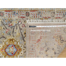 Load image into Gallery viewer, 2&#39;7&quot;x26&#39; Biscoti Beige, The Sunset Rosettes, Wool and Pure Silk, Hand Knotted, Soft Colors, XL Runner, Oriental Rug FWR544908