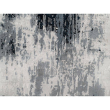 Load image into Gallery viewer, 3&#39;1&quot;x5&#39;3&quot; Black with Touches of Ivory, Abstract Design, Wool and Silk, Hand Knotted, Oriental, Rug FWR544914