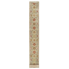 Load image into Gallery viewer, 2&#39;6&quot;x24&#39;1&quot; Biscoti Beige, The Sunset Rosettes, Wool and Pure Silk, Hand Knotted, Soft Colors, XL Runner, Oriental Rug FWR544950