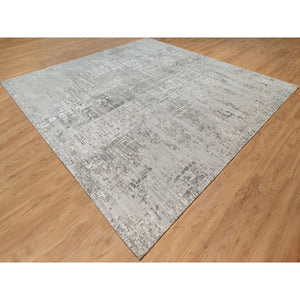 12'x12' Dorian Gray, Hand Spun, Modern, Undyed Natural Wool, Hand Knotted, Square, Oriental Rug FWR545046