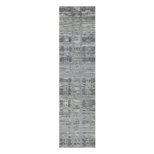 Load image into Gallery viewer, 2&#39;6&quot;x10&#39; Ash Gray, Hand Spun, Undyed Natural Wool, Modern Design, Hand Knotted, Runner, Oriental Rug FWR545058