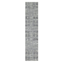 Load image into Gallery viewer, 2&#39;6&quot;x11&#39;8&quot; Medium Gray, Undyed Natural Wool, Hand Knotted, Modern Design, Hand Spun, Runner, Oriental Rug FWR545064