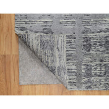 Load image into Gallery viewer, 2&#39;6&quot;x11&#39;8&quot; Medium Gray, Undyed Natural Wool, Hand Knotted, Modern Design, Hand Spun, Runner, Oriental Rug FWR545064